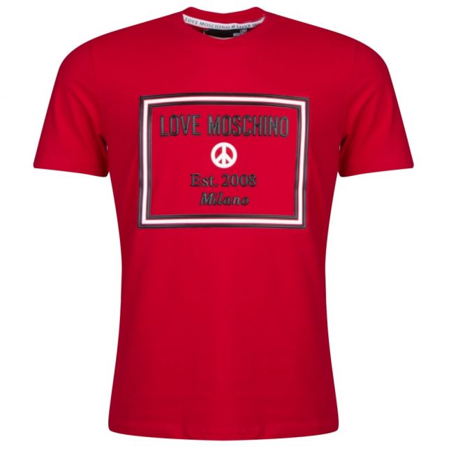 Mens Red Chest Logo Box Slim S/s T Shirt