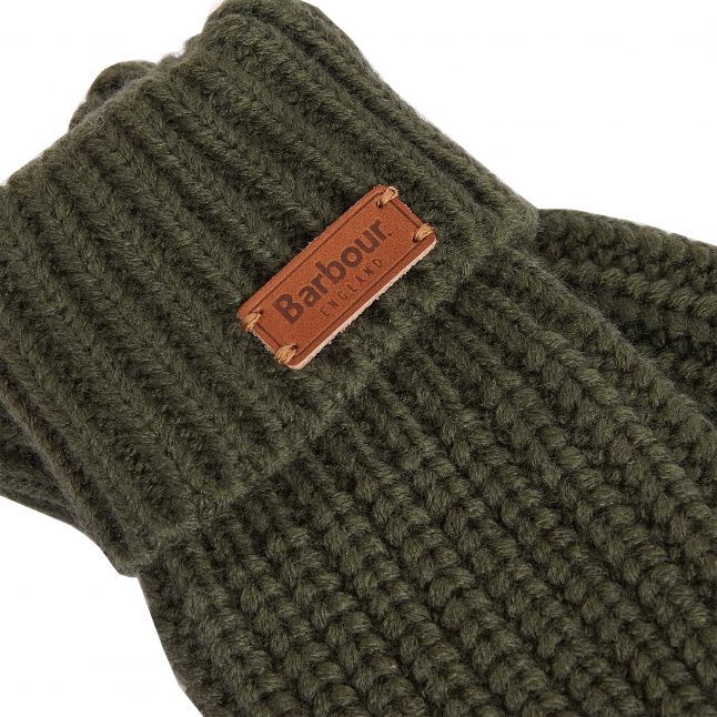 Womens Olive Saltburn Knitted Gloves