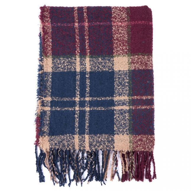 Womens Damson Tartan Boucle Scarf