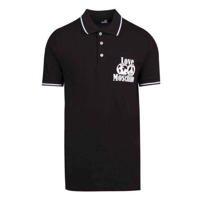 Mens Black World Peace S/s Polo Shirt