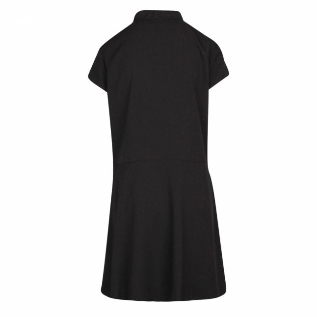 Womens Black Ruffle Trim Dress