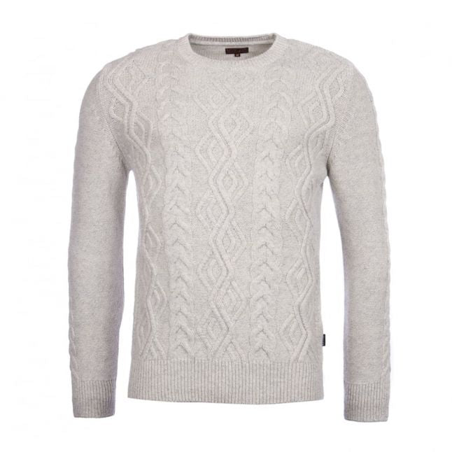 Heritage Mens Mist Barnard Cable Knit Jumper