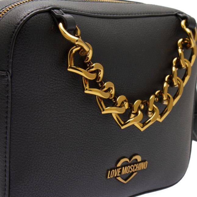 Womens Black Heart Chain Camera Bag