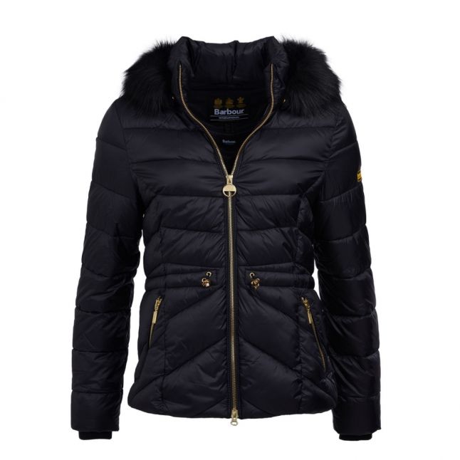 Womens Black Island Hooded Quilted Jacket