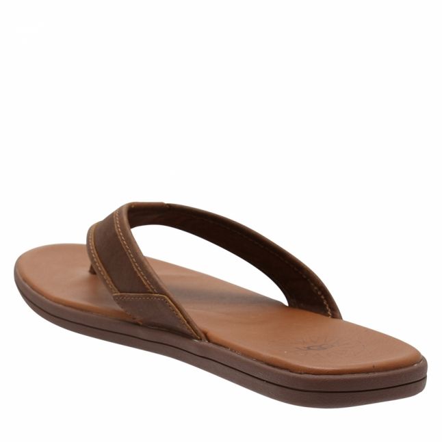 Mens Luggage Brown Seaside Leather Flip Flops