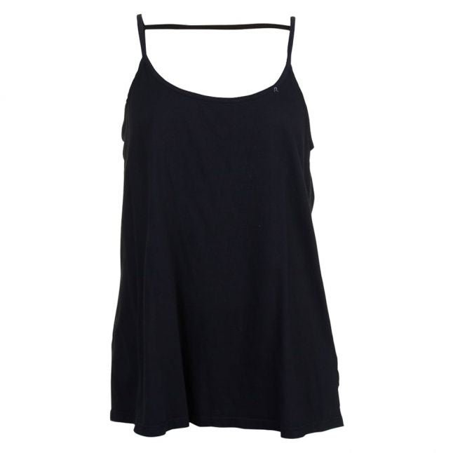 Womens Black Open-Back Jersey Vest Top