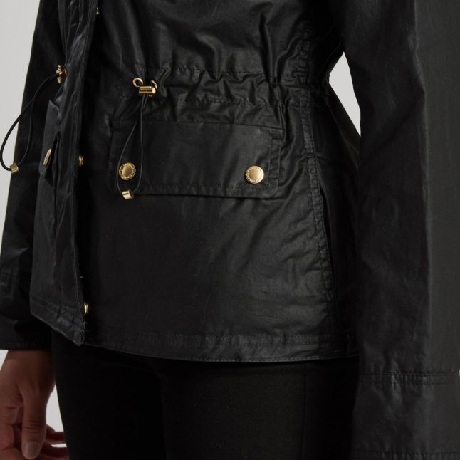 Womens Black Baton Waxed Jacket