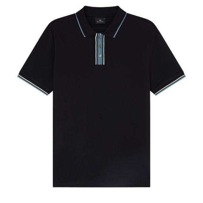 Mens Paul Smith Black Tipped Placket S/s Polo