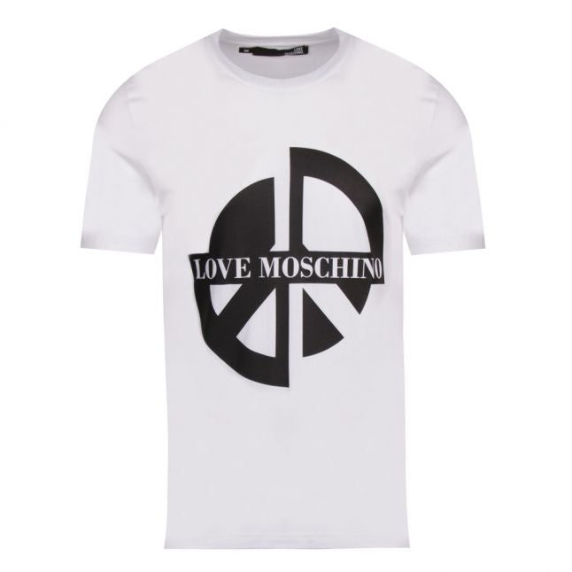 Mens Optical White Half Peace Logo Slim Fit S/s T Shirt