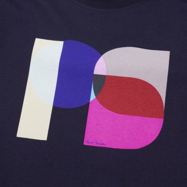 Mens Dark Navy Abstract PS Logo S/s T Shirt