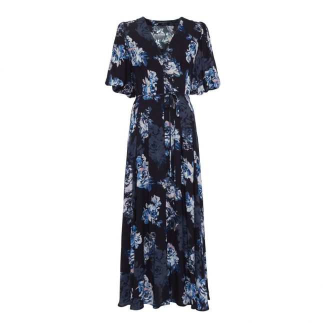 Womens Utility Blue Caterina Crepe Button Midi Dress