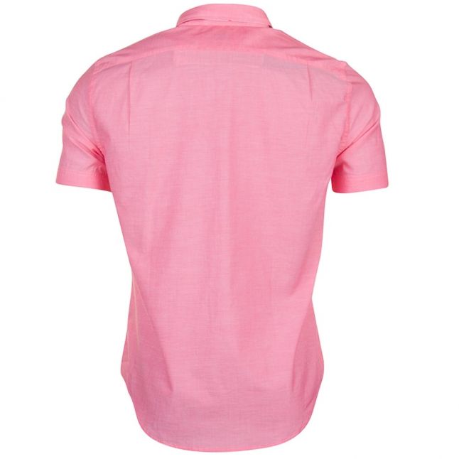 Mens Pink Branded Slim Fit S/s Shirt