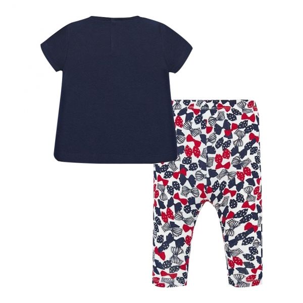 Infant Navy Teddy Flowers T Shirt & Leggings Set