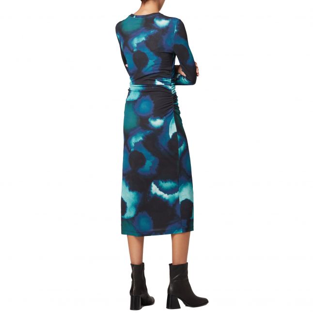 Womens	Navy Watercolour Jersey Midi Dress