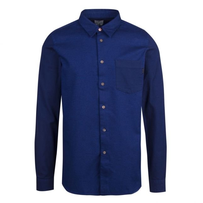 Mens Indigo Pocket Tailored Fit L/s Shirt