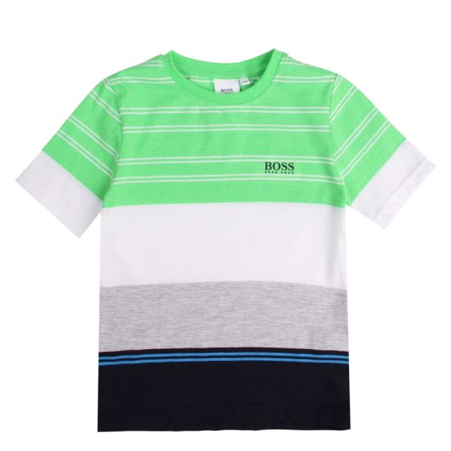 Boys Green Multi Stripe Block S/s T Shirt