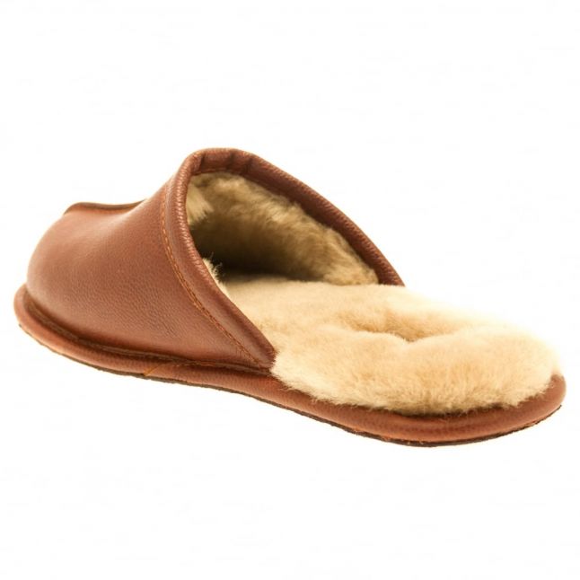 Mens Cognac Scuff Scotch Grain Slipper