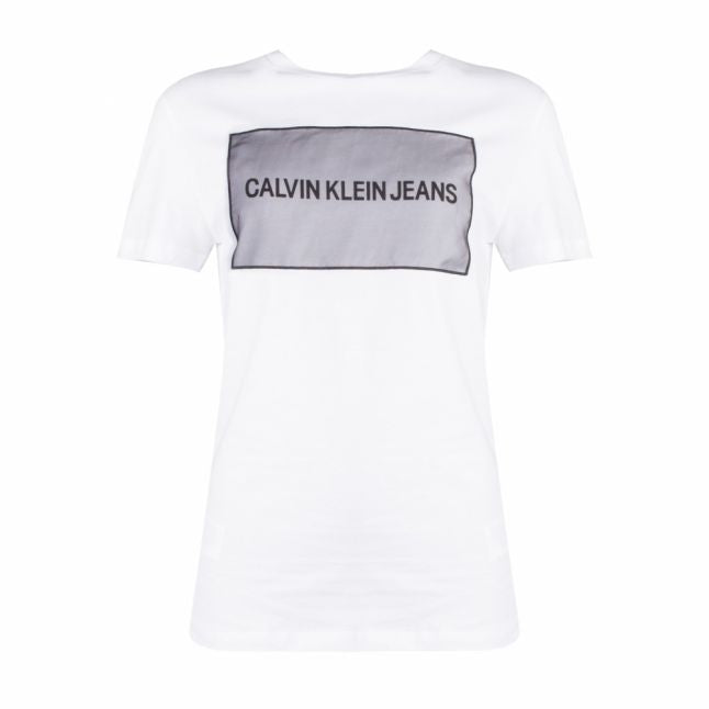 Womens Bright White Institutional Woven Box S/s T Shirt