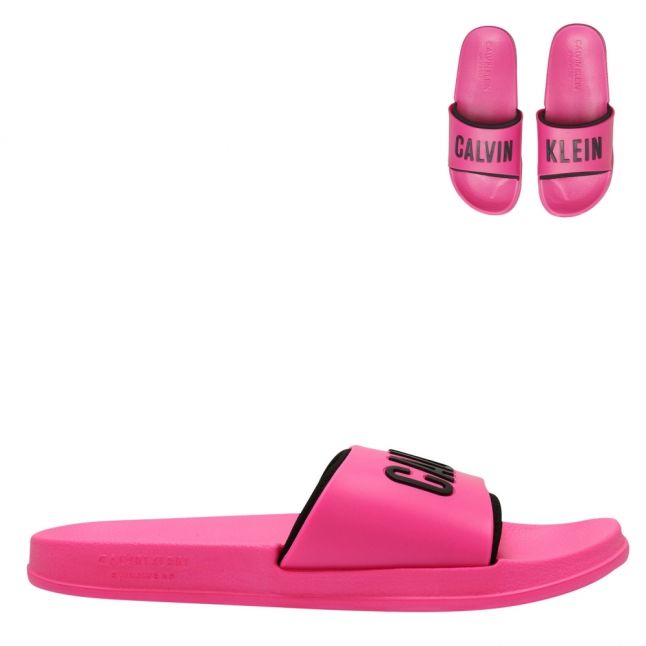 Womens Pink Glow Logo Slides