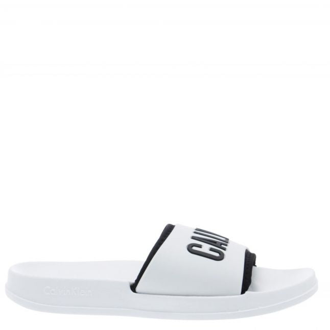 Womens White Logo Pool Slides