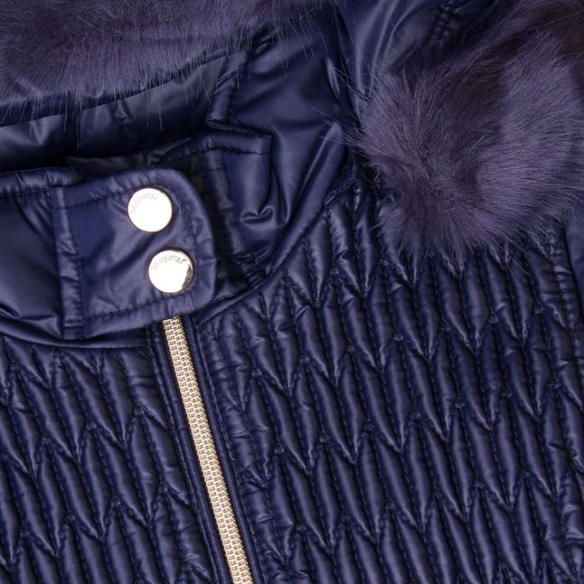 Girls Navy Quilted Coat