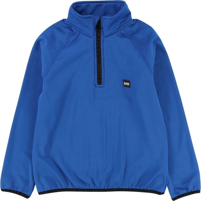 Boys Royal Blue Soft Jersey Half Zip Sweat Top