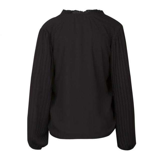 Womens Black Viculta Pleated Sleeve Blouse