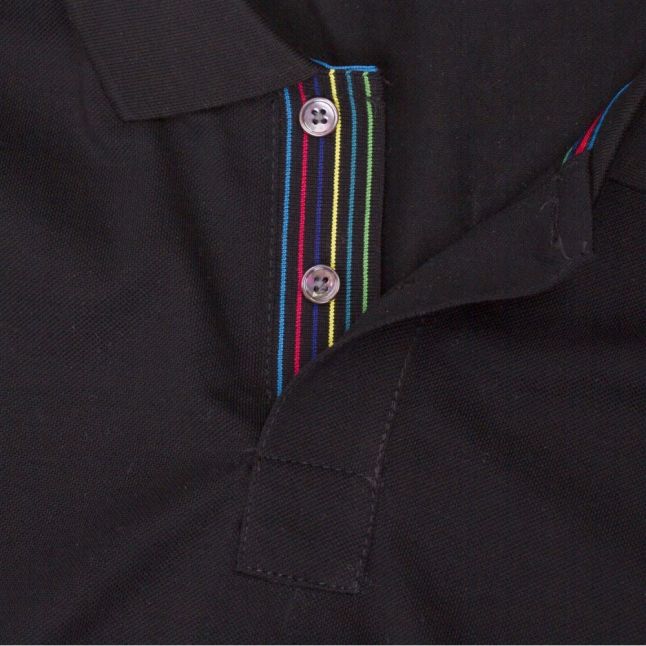 Mens Black Tape Trim Regular Fit S/s Polo Shirt