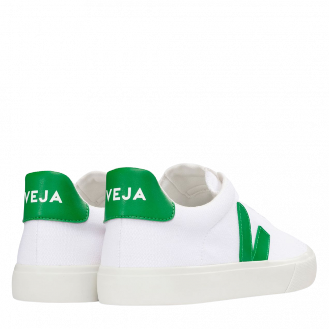 Mens White/Emeraude Campo Canvas Trainers