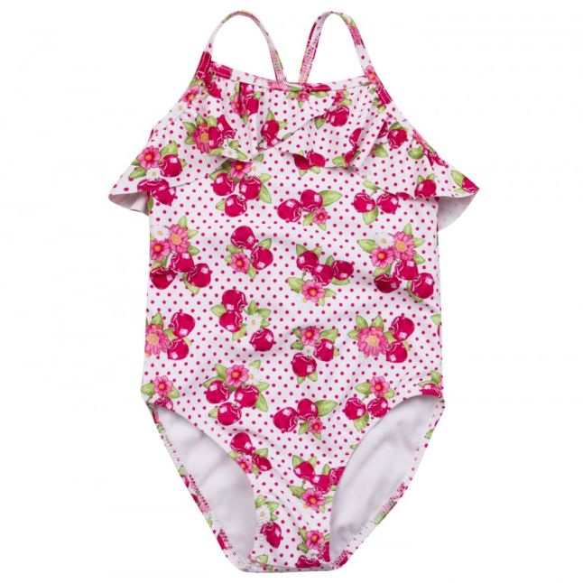 Girls Fuchsia Cherry Swimming Costume