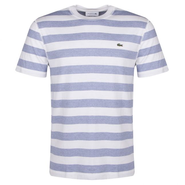 Mens Blue & White Striped Regular Fit S/s T Shirt