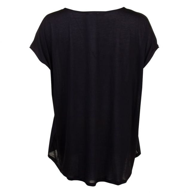 Womens Black Classic Crepe Drawstring Top