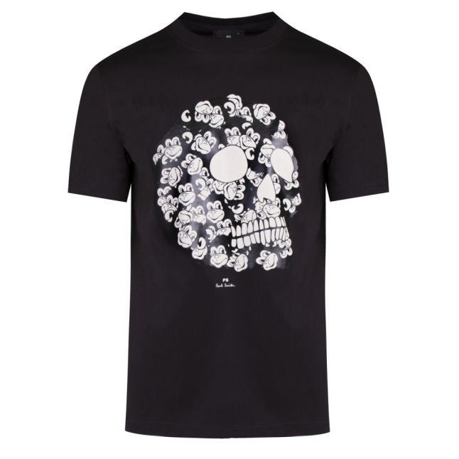 Mens Black Monkey Skull Regular Fit S/s T Shirt