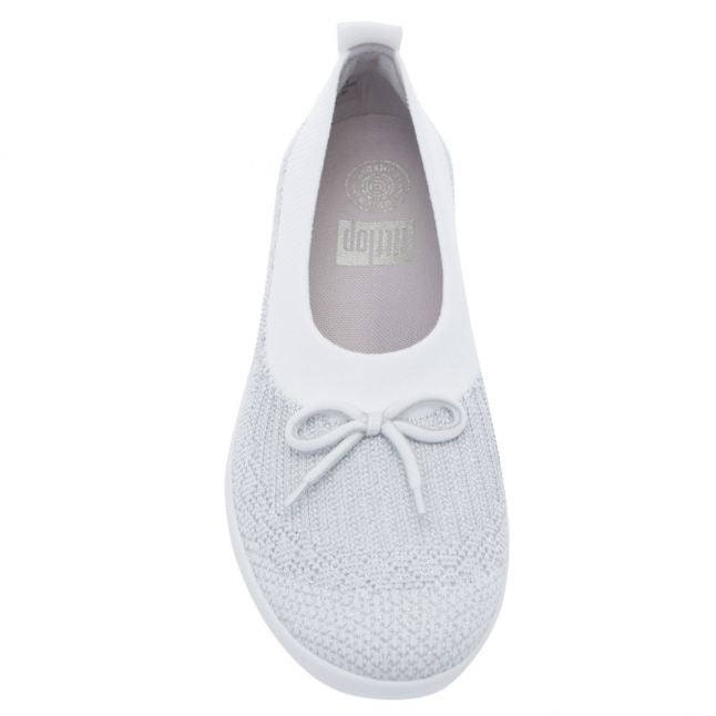 Womens White And Silver Uberknit Ballerina Bow Shoes