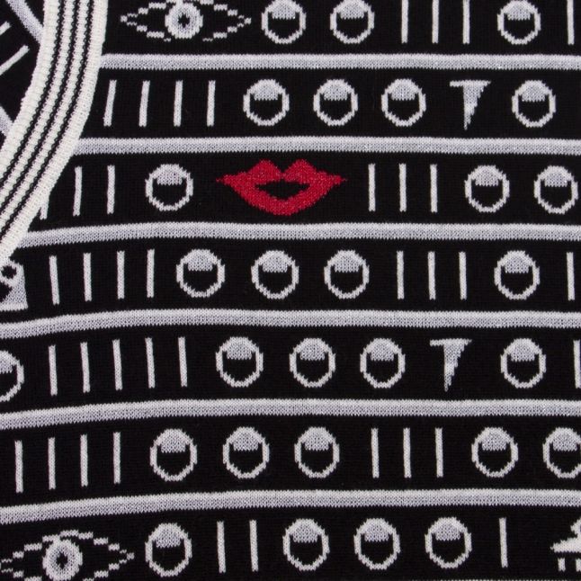 Womens Black Lips & Space Icon Crew Neck Knitted Jumper