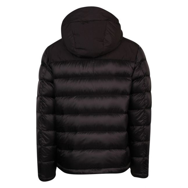 Mens Black Branded Padded Hooded Coat