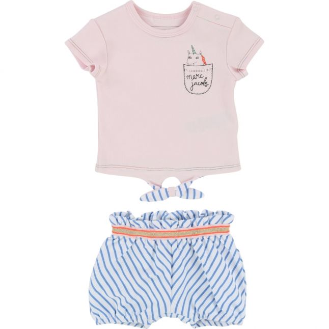 Baby Pink & Blue Unicorn T Shirt & Shorts Set