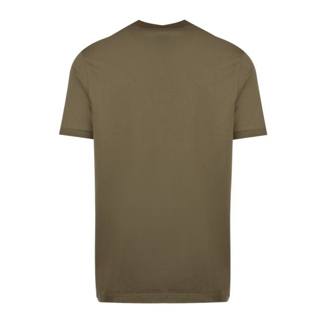 Mens Military Green Tri Colour Logo Custom Fit S/s T Shirt