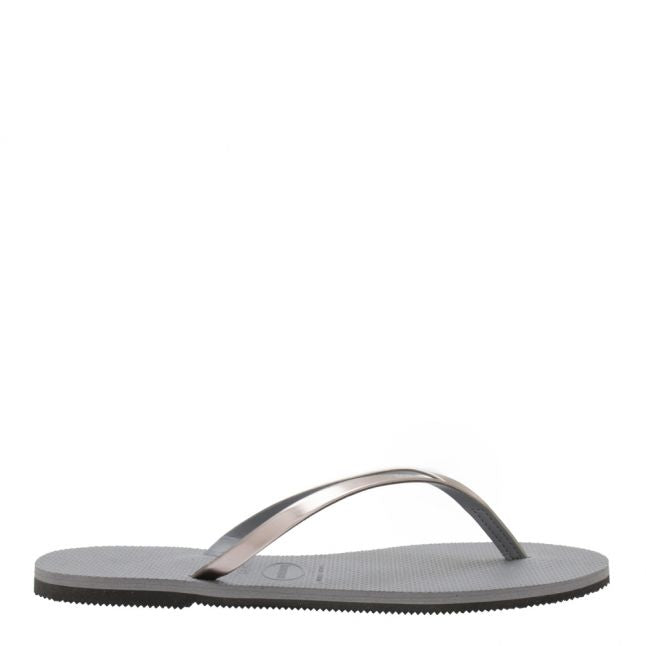 Womens Steel Grey You Metallic Flip Flops