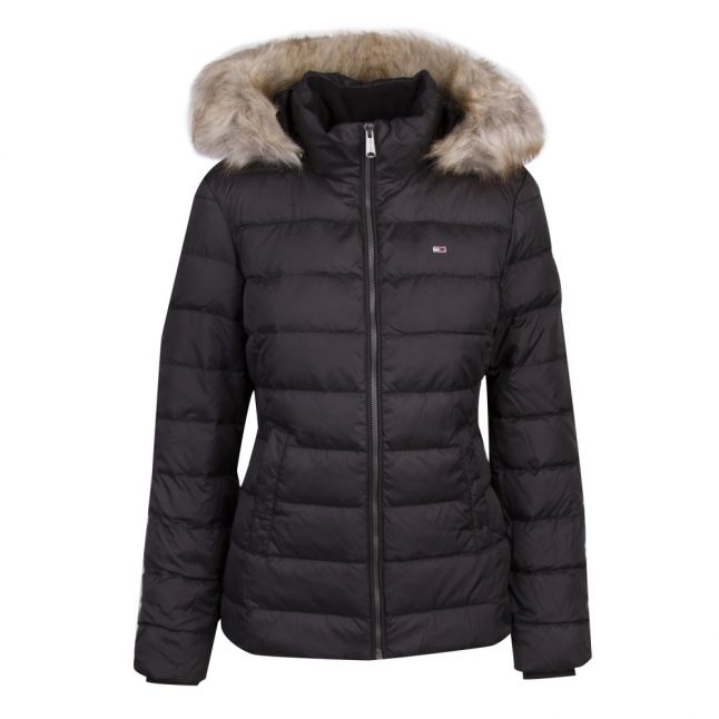 Womens Tommy Black Essential Hooded Down Jacket