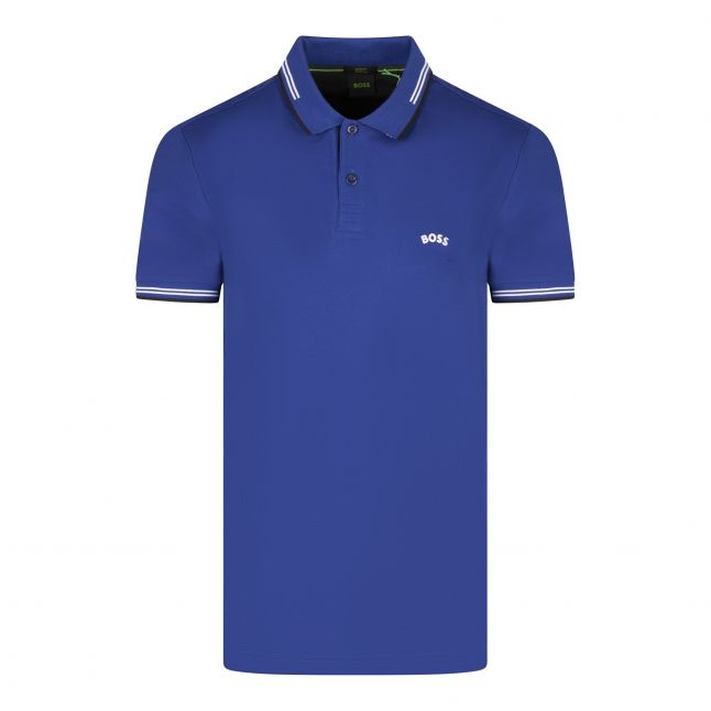 Mens Bright Blue Paul Curved Slim S/s Polo