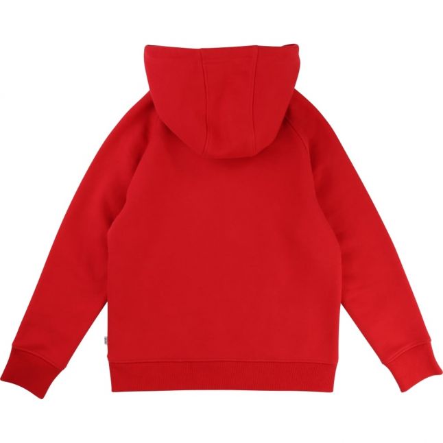 Boys Red Branded Hooded Sweat Top