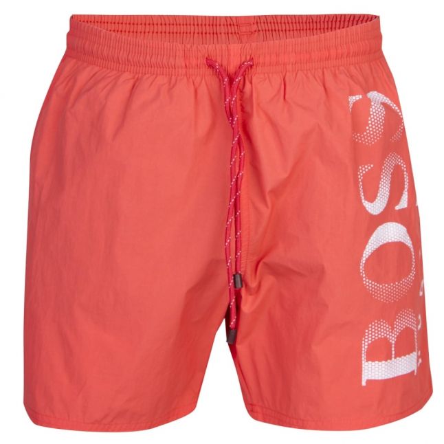 Mens Light Red Octopus Side Logo Swim Shorts