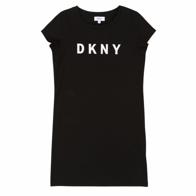 Girls Black Branded Logo T Shirt Dress