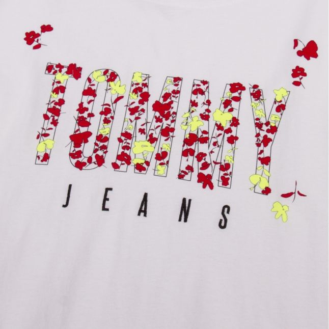 Womens Classic White Floral Logo S/s T Shirt