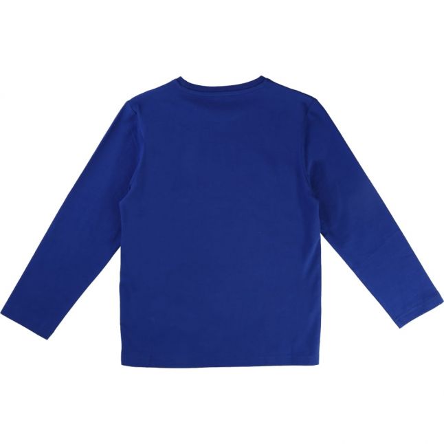 Boys Blue Logo Print L/s T Shirt