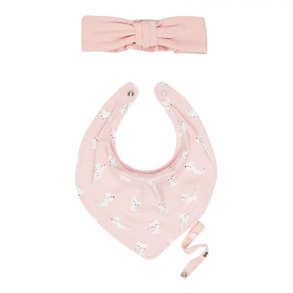 Baby Wild Rose Kitten Bib & Headband