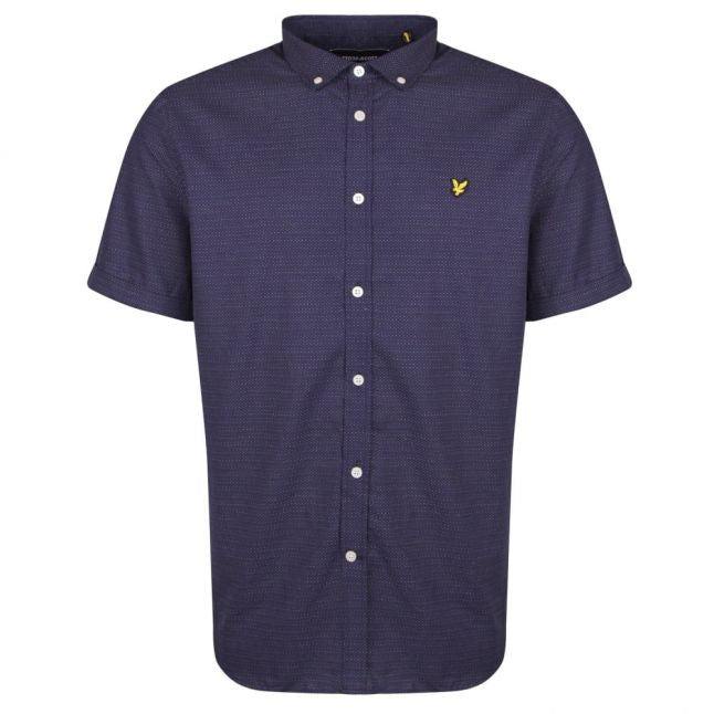 Mens Navy Multi Stitch S/s Shirt