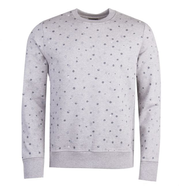 Mens Grey Melange Spot Crew Sweat Top