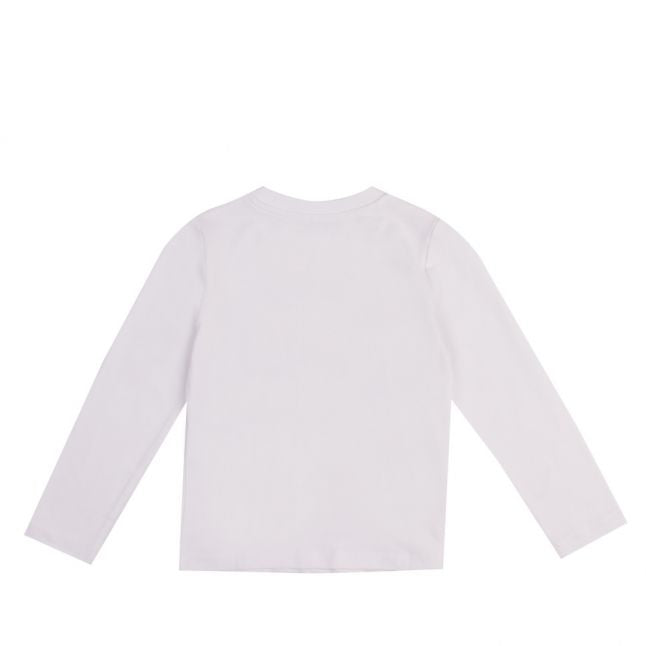 Girls Optical White Jewel Logo L/s T Shirt